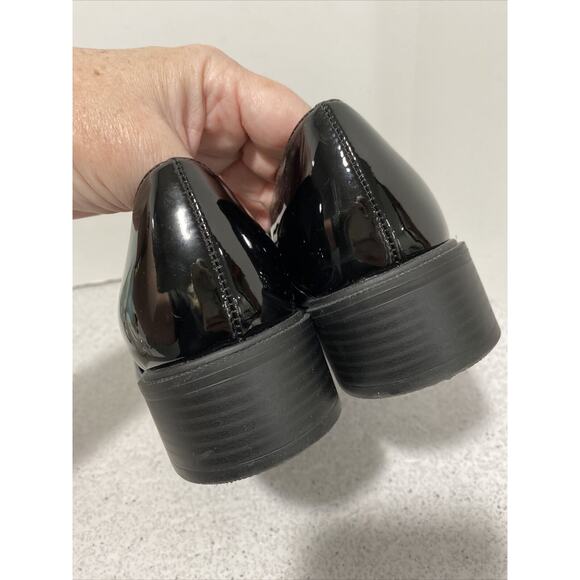 H&M Black Patent Penny Loafers Classic Career Casual Low Heels EU 39 / US 8M - Picture 7 of 12